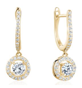 5A Cubic Zirconia Geometric Halo Drop Earrings