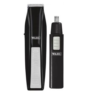 WAHL - Set of 11 Pieces, Battery Beard Trimmer and Nose and Ear Trimmer, Gray