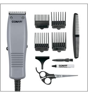 Conair HC90AC Hair Clipper - 10 Pieces Kit  with Long Lasting Self-Sharpening Stainless Steel Blades