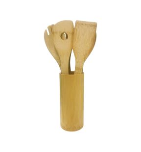 JS Gourmet - 7 Piece Natural Bamboo Kitchen Utensil Set