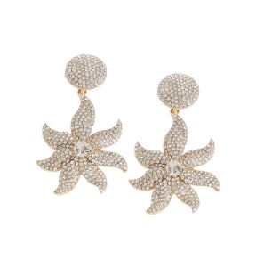 SOHI Women's Gold Flora Bling Drop Earrings