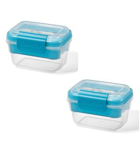 LocknLock - Set of 2 EasyLunch 2 Tier Snack Containers, 473.mL Capacity, Blue