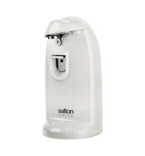 Salton Essentials - Electric Can Opener with Integrated Bottle Opener and Sharpener, White