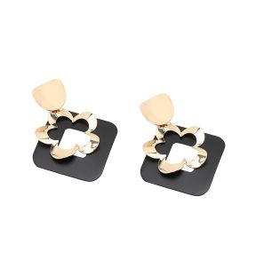 SOHI Women's Black Contrast Drop Earrings