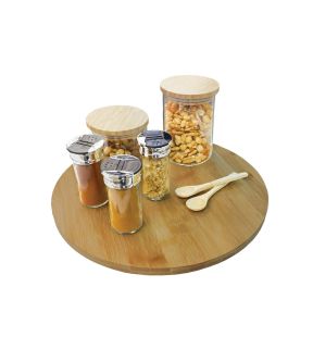 JS Gourmet - Bamboo Lazy Susan Turntable Tray, 14" Diameter