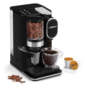 Cuisinart - Single Serve Coffee Maker with Built-in Grinder, Compatible with Single-Cup Pod, Black