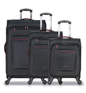 3 Piece Set Soft Side Luggage with Contrast Piped Trim