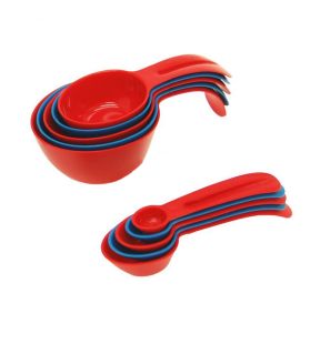 Starfrit - Set of Nesting Measuring Cups and Spoons, Red and Blue