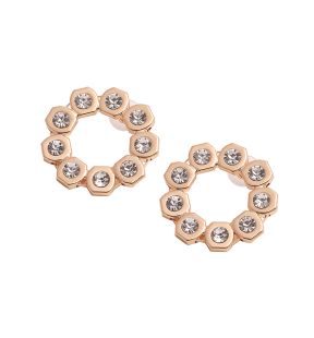 SOHI Women's Gold Crystal Stud Earrings