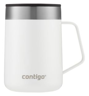 Contigo - Insulated Stainless Steel Travel Mug, Splash-Proof Lid, 414ml Capacity, White