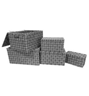 Jessar - Set of 5 Fabric Storage Baskets with Flip Lids, Gray