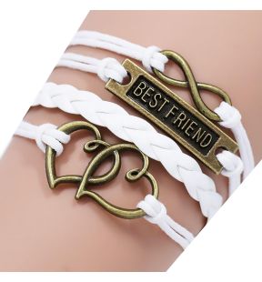 Braided Infinity Heart Best Friend Bracelet [White]