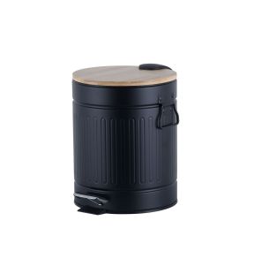 Jessar - Pedal Bin, 5 Litre Capacity, Soft Close, Bamboo Lid, Black