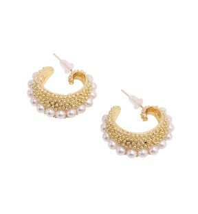 SOHI Women's Gold Cluster Hoop Earrings