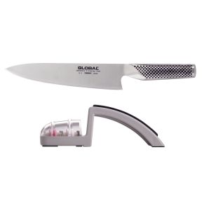 Global Kitchen Knife and Sharpener |71G2220GB| 2 Piece Set