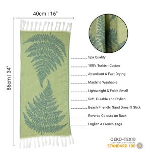 Pomp & Sass Hand Towel Pure Turkish Cotton in Fern Green