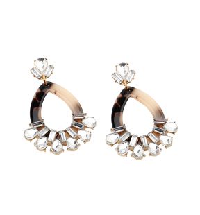 SOHI Women's Silver Marble Drop Earrings