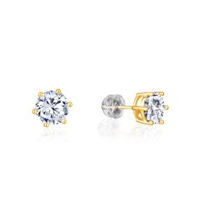 5A Cubic Zirconia 7 mm Geometric Stud Earrings