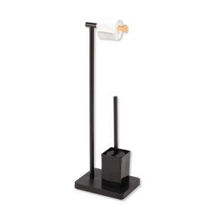 Jessar - Toilet Paper Holder with Toilet Brush, Black