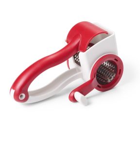 Starfrit - Rotary Cheese Grater, Stainless Steel Barrel, Dishwasher Safe, Red