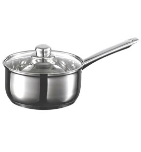 Starfrit - Everyday Basix Saucepan with Glass Lid, 2.3 Liter Capacity, Stainless Steel