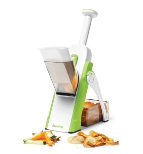 Starfrit - Pump'N'Slice French Fries/Vegetable Cutter, Cut into Sticks, Dice or Slice, Green