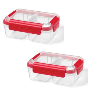 LocknLock - Set of 2 EasyLuch Divided Meal Containers, 946mL Capacity, Red