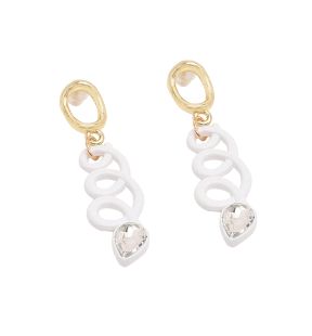 SOHI Women's White Abstract Drop Earrings