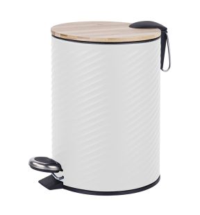 Jessar - Pedal Bin, 5 Liter Capacity, Soft Close, Bamboo Lid, White