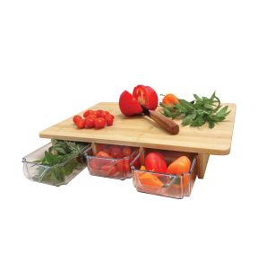 JS Gourmet - Bamboo Cutting Board With 3 Sliding Drawers