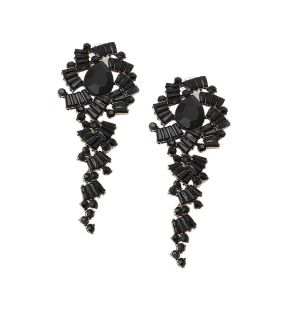 SOHI Women's Black Crystal Drop Earrings