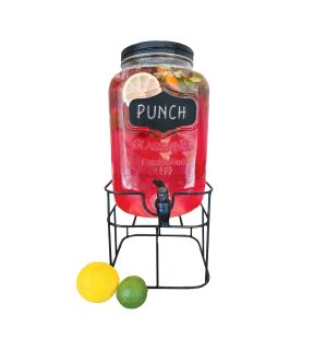 JS Gourmet - Glass Drink Dispenser with Blackboard Decal, 4 Liter Capacity