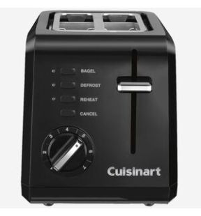 Cuisinart Toaster: 2-slice, bagel, reheat, defrost, 7 browning levels, black | CPT-122BKC