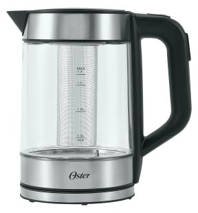 Oster - Glass Kettle with Tea Infuser, 1.7 Litre Capacity, 5 Temperature Settings, Stainless Steel