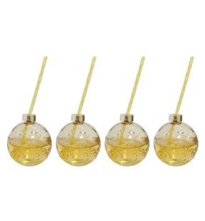 JS Gourmet - Set of 4 Christmas Ball Glasses with Straws