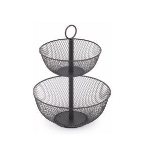 Jessar - 2 Tier Fruit Basket, 31 x 31 x 41cm, Black