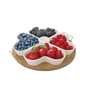 JS Gourmet - Appetizer Serving Tray with Heart-Shaped Ceramic Bowls