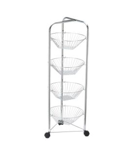 Jessar - 4 Tier Fruit Baskets on Wheels, Chrome