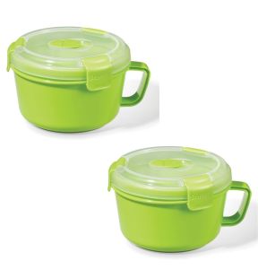 LocknLock - Set of 2 EasyLunch Meal Containers, 1.1 Liter Capacity, Green