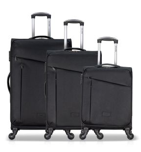 3 Piece Set Soft Side Luggage with Contrast Handles