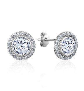 5A Cubic Zirconia Geometric Halo Stud Earrings