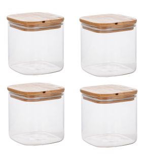 Jessar - Set of 4 Borosilicate Glass Storage Containers, 550ml Capacity