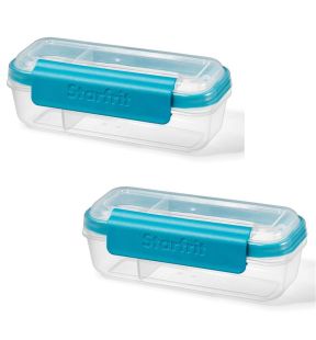 LocknLock - Set of 2 Containers for Snacks and Dips, 414mL Capacity, Blue