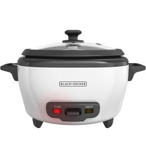 Black + Decker - Rice Cooker/Steamer, 6 Cup Capacity, Nonstick Bowl, White