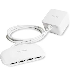 Philips - Charging Station with 4 USB Ports 4.8A, White