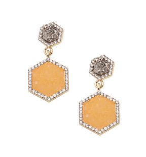 SOHI Women's Peach Geometric Drop Earrings