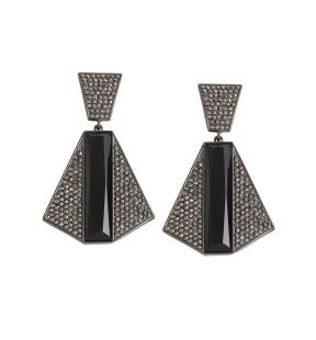 SOHI Women's Black Geometric Drop Earrings