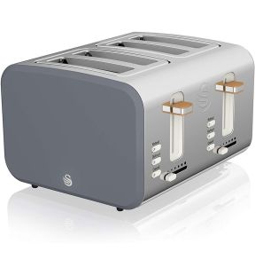 Swan - Nordic Collection 4 Slice Toaster, 1500W, Matte Gray