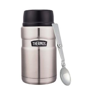 Thermos Stainless King Food Jar |SK3021SBK| 710ml, with Spoon, Black & Stainless Steel