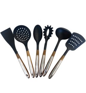 JS Gourmet - 6 Piece Kitchen Utensil Set, Heat Resistant, BPA Free, Acacia Wood